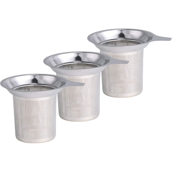 3-pack Teinfusionssil, tesil för löste, rostfritt stål löste sil med värmebeständiga handtag, extra finmaskig teboll