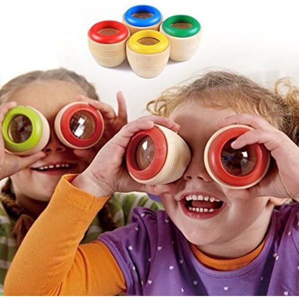 4 kpl Mini Taianomainen Puinen Kaleidoskooppi, Taianomainen Puinen Kaleidoskooppi