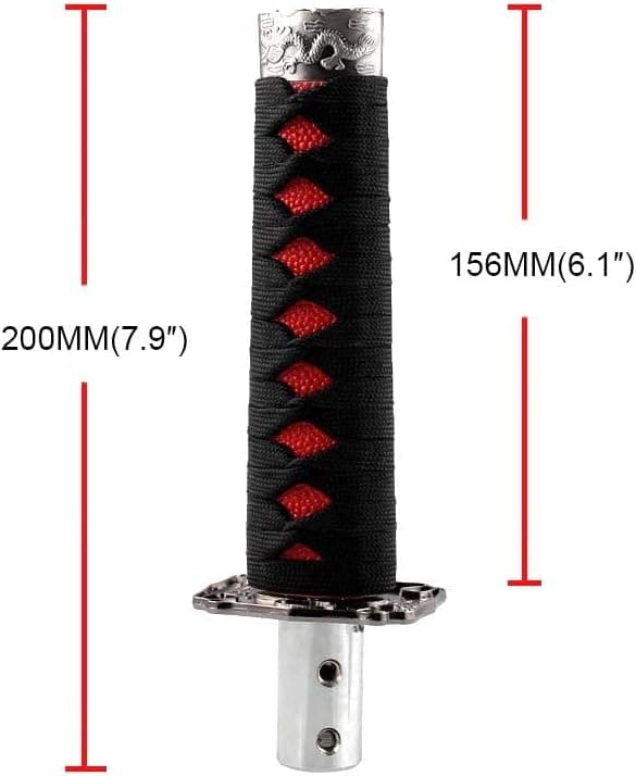 Svart + Rød 156MM Universal Samurai Sværd Formet Girspak-Knapp