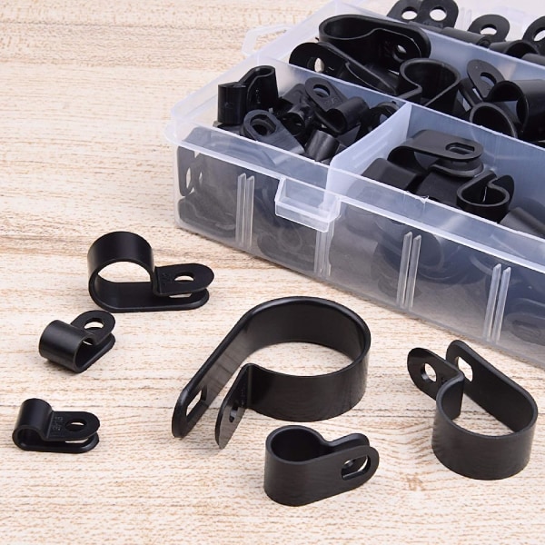 200 stk Tykke Nylon P-Klips Kabelklemme Klips - 3/16’’ 1/4’’ 3/8