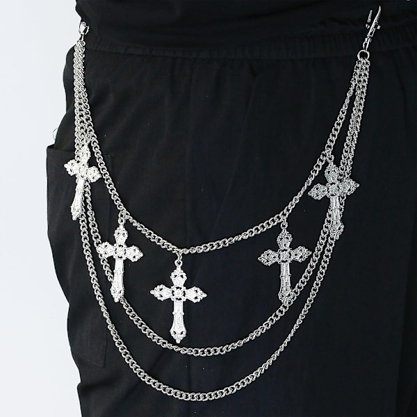 Punk-housut Ketju Hip Hop Risti Miekka Tähti Niitti Charm Kerrostetut Jeans Ketjut Lompakko Ketju Vintage Rock Ketjut Naisille Miehille Halloween Korut Vaatteet A
