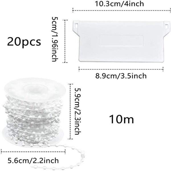 20 stycken vikter för vertikala persienner, bottenlameller 89 mm (3,5) x 10 m B