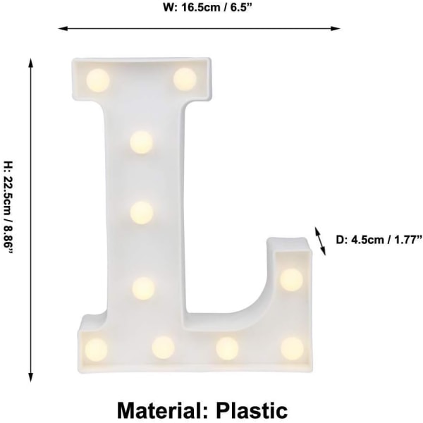 LED-belyst bokstavsformad (bokstaven L) av alfabetiska bokstäver med Wi