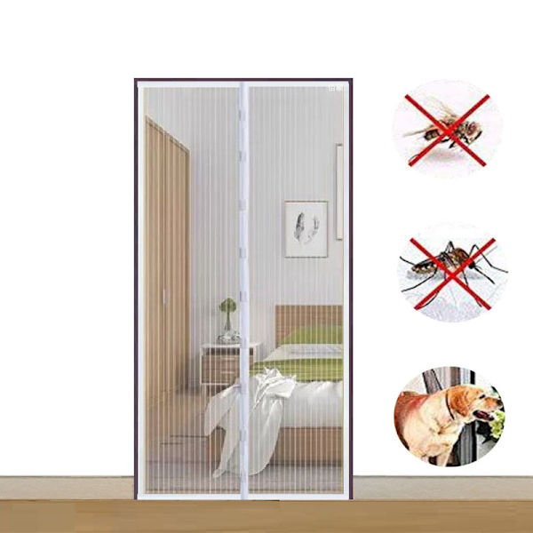 Magnetisk Dør Fluenet Insektgardin, 100cm x 210cm Justerbar