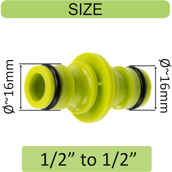 Pakke med 5 1/2'' Mellomkobling - Rask Overgang for Hageslange - Plast/ABS