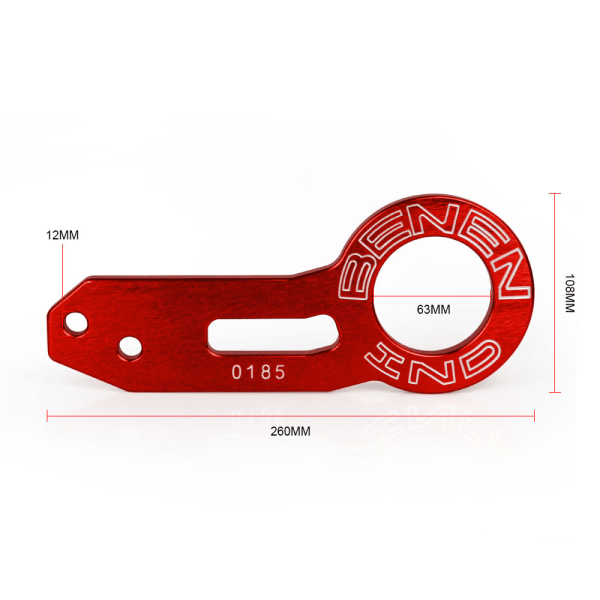 (Röd) Dubbel Graverad Bakre Pintle-krok, Aluminiumlegering Stor Pintle