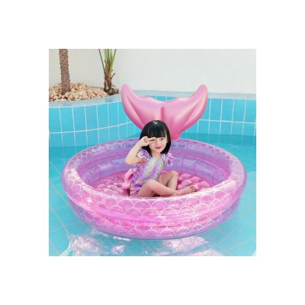 (Rosa havfrue 90 cm) Oppblåsbar svømmering for barn, havball, inn