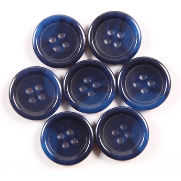 50 stk. Store 2cm Syknapper Bulk Knapper for Sying Runde Resin Marineblå Knapper for Håndverk 4 Hull Flatback Kåpeknapper for Skjorte Genser DIY a