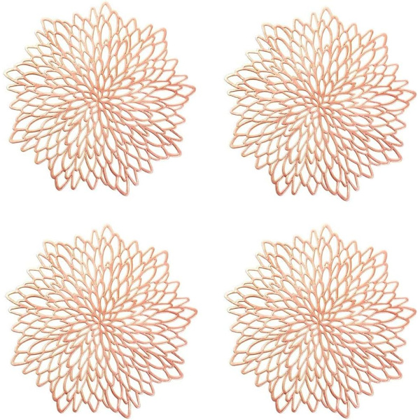 4 stk. Roségull Servietter, Hule Runde Servietter, Runde Servietter