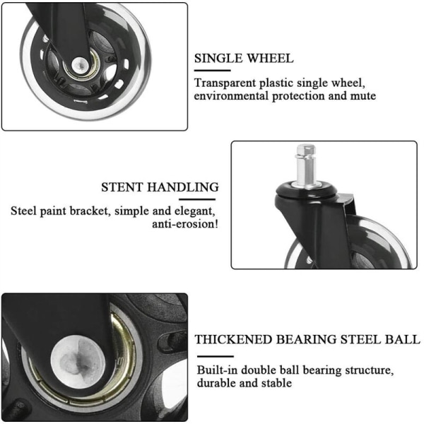 5 stk Kontorstolshjul Diameter 75mm Universelle Drejelige Hjul
