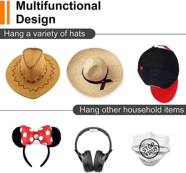 12 Pak Selvklæbende Hatte Krog, Hat Organizer Væghængt Minimal