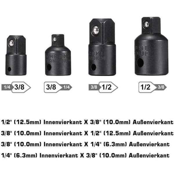 (8-delt sæt) Ratsjeknust og stikdåseadaptere Stikstikadapter sæt Hex