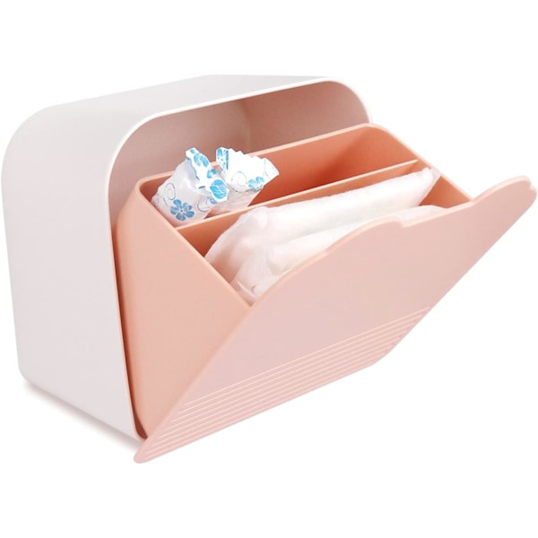 Sanitetsbinda Förvaringsbehållare, Portabel Sanitetsbinda Organizer Box i Plast för Badrum 15x15x9 cm, Första Mensen Väska för Flickor, Kvinnor, Damer (P