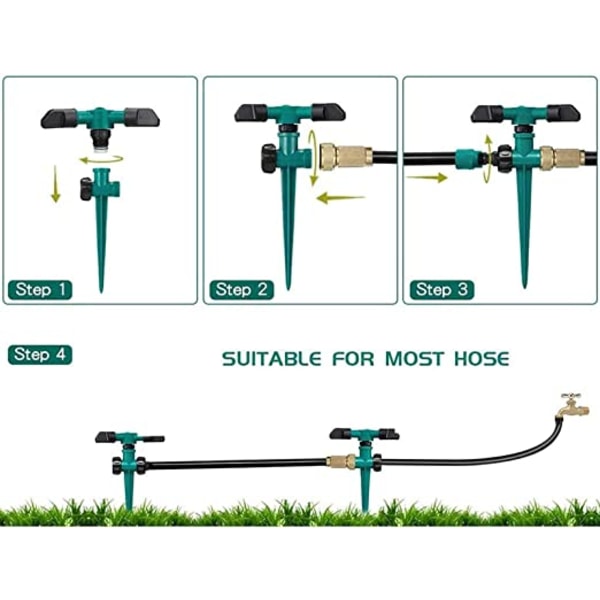 3 st 360° Automatisk Gräsmatta Bevattningssystem, Trearmsroterande Sprinkler