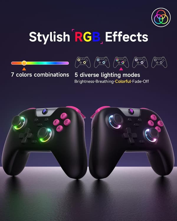 X05 2.4g trådløs spillkontroller for PC/Steam/iPhone/Android/Switch - Bluetooth-kontroller Gamepad med Hall-effekt,