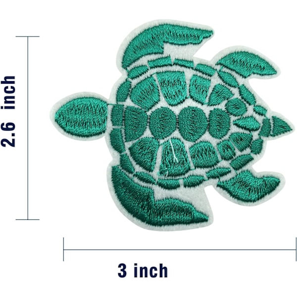 2 stjärnor Stryk på Broderade Lapp, Grön Sköldpadda Söt Lapp - Broderad Applikation Badge Stryk på/Sy på DIY Klädtillbehör, Perfekt för Ryggsäck, Kläder