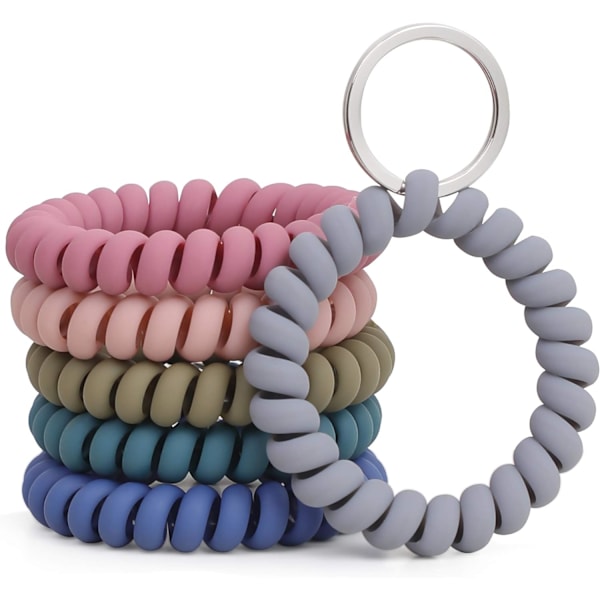 6PCS Stretchable Wristband Wristlet Keychain Wrist Key Chain Wristlet,Spring Flexible Spiral Wrist Coil ​Wrist Key Holde