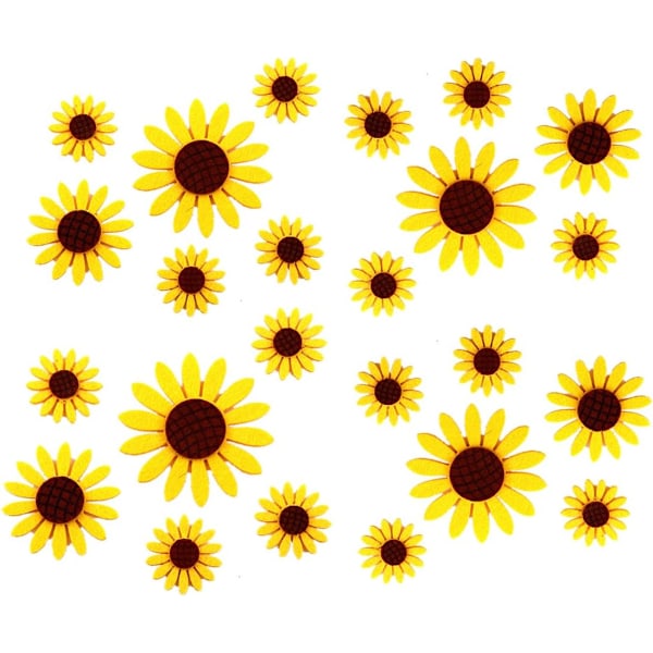 Assortert 3 Størrelser 30 stk Solsikker Filtlapp Applikasjon Filt Scrapbooking Ikke-vevde Klistremerker Sy på Applikasjon Filtputer for DIY Håndverk Laging Sømhåndverk