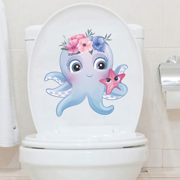 Ocean Pink Octopus Star -muotoinen WC-istuimen tarra, seinäkoriste Deca