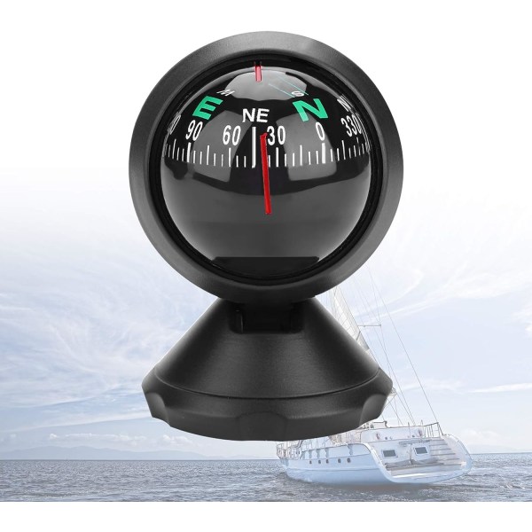 Ocean Car Compass, Black Marine Compass, Justerbar Boat Navigatio