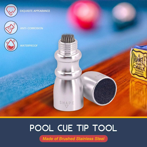 Multifunktionel Bowtie Snooker Billard Pool Kø Tip Stick Former Reparationsværktøj, 3 i 1 Værktøj - Former, Skrubber, Belufter