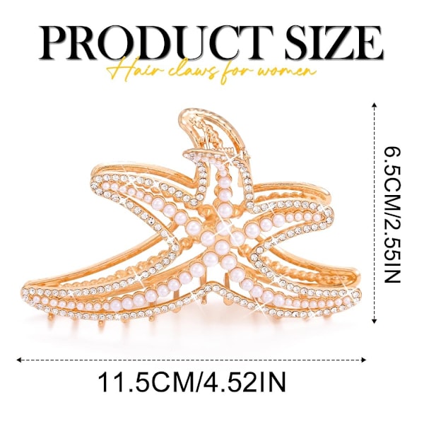 Sjøstjerne Hårklyper Perle Hårklype Gull Metall Hårklyper 2 stk Rhinestone Hårtilbehør for Kvinner