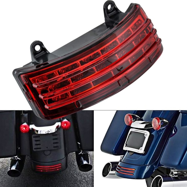 Motorsykkel Triple Bar Baklys - Rød Lens - LED Bremselys wit