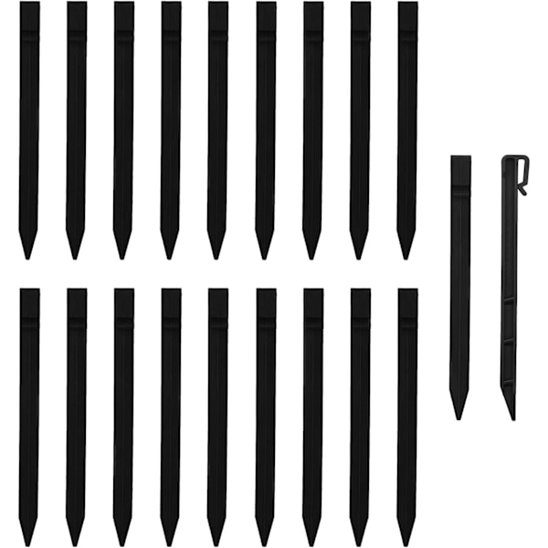20 stk. 24 cm plastik jordankre til kantafgrænsning i haven, terrasse, telt (sort 20 stk.)