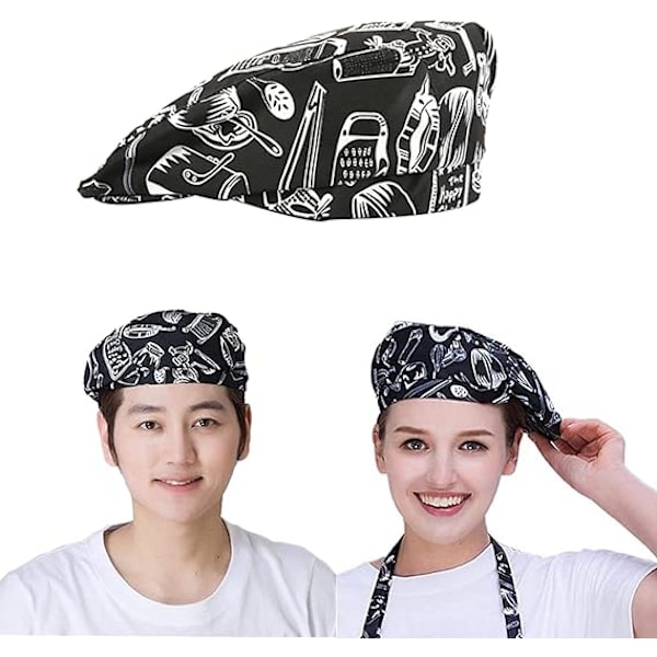 5-pack kockmössa, andningsbar kockmössa med nät Professionell Toque C