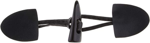 6 Par, Sorte, 16x4cm Toggle Horn Knapper Duffle Knapper til Bukse