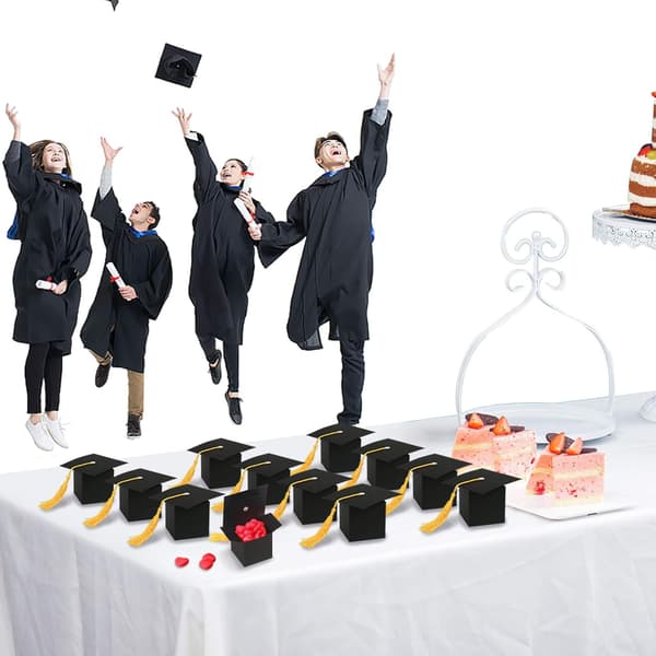 Sødeæsker, 30 stk. Doktorhat Formet Gaveæske Sort Graduation
