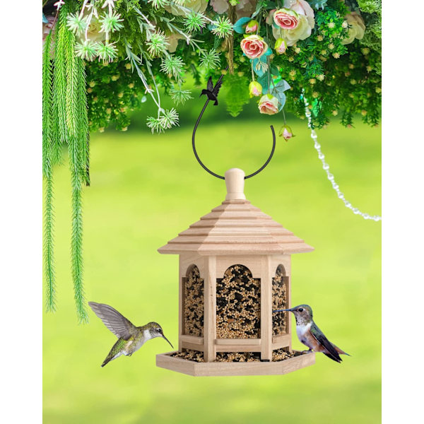 Fuglefoderautomatophæng 30 cm, 2 STK Metal Kolibri Foderautomatkrog, Kraftige Planteophæng Udendørs til Hængende Planter, Vindspil, Julepynt