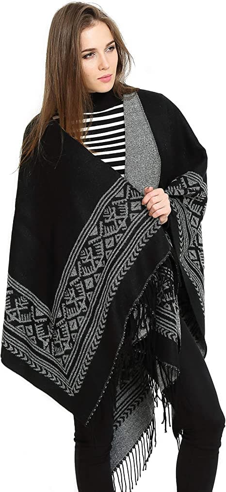 Poncho Sjal Elegant Varm Åpen Til Kvadrat Høst Vinter Kvinne