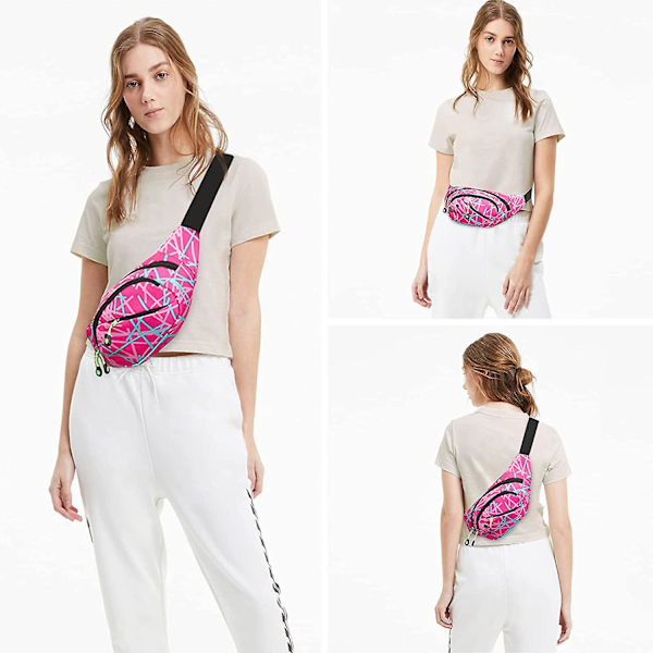 Midjeväsk Fanny Pack, Trendig Bumbag för Kvinnor Män, 4 Fack