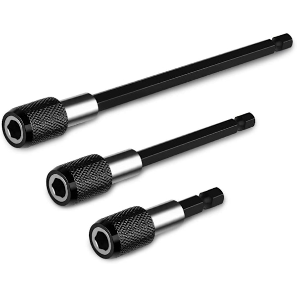 3 stk. Magnetisk Forlengelsesstang, Elektrisk Drill Skrutrekkerbit, 1/4 Hex Drillbit Hurtigutløser Bar Socket Skrutrekkerbit Holder, 60/100/150mm