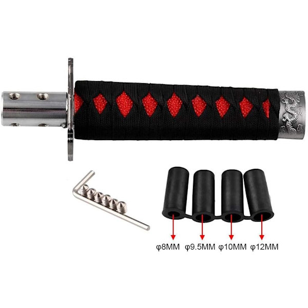 Svart + Rød 156MM Universal Samurai Sværd Formet Girspak-Knapp