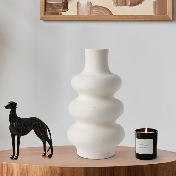 Vinterkust beige keramikvas, modern mittpunkt, kreativ keramikvas