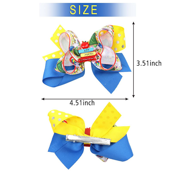 2 kpl Takaisin kouluun -jousihiuspinnit Kirja-omena-design Alligator-hiuspinnit Barretteja Käsintehty Takaisin kouluun -hiusjouset Ha