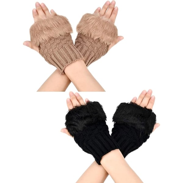 2 paria Winter Fingerless Gloves Lyhyet kosketusnäytölliset käsineet T