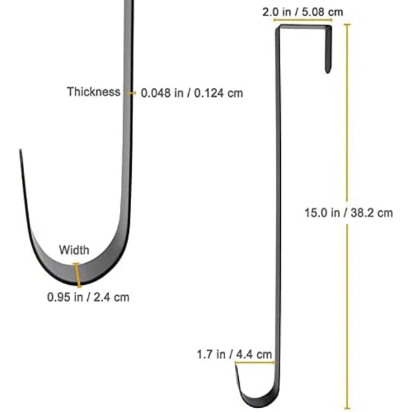 (Svart) Premium Metallkranshängare, 15\" Juldekoration, Stor