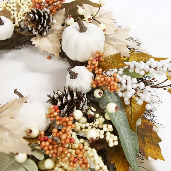 45cm - Höstfärger Thanksgiving Bomulls Lönnlöv Tallkotte Krans