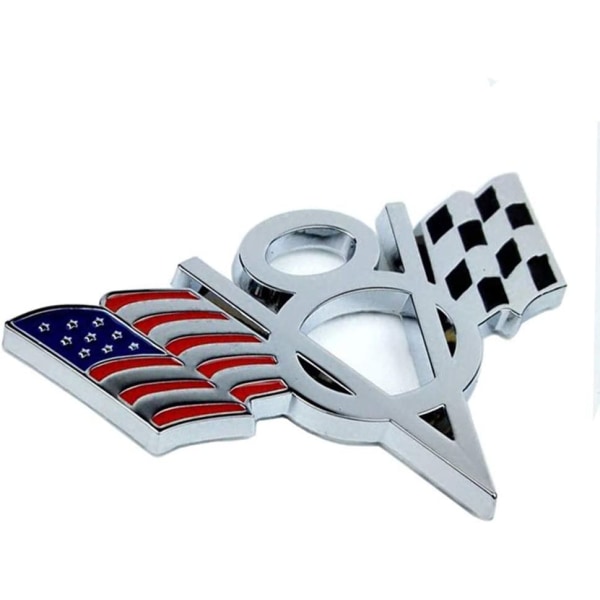 1 st 3D Metal v8 Us Flag Motorcykel Bil Sticker Logo Emblem Badge