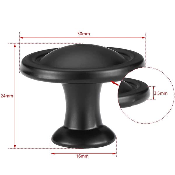 12 stk. Skabsskuffe Dørknapper Sort 30mm Aluminium Legering Møbler