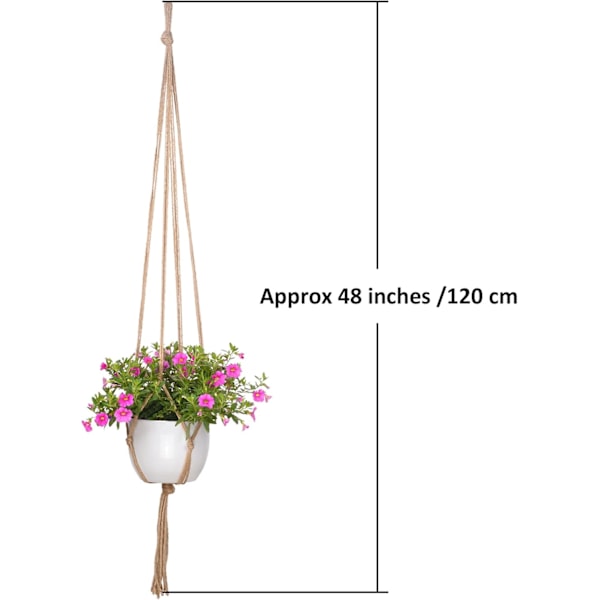2-pack 48 tum stora växthängare rep för att hänga blomkruka växthållare för inomhus- och utomhusdekorationer, 4 ben