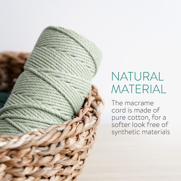 3 Väriä Makrameelankaa, Makramee Köysi 3mm X 100m Luonnollinen Makramee Co