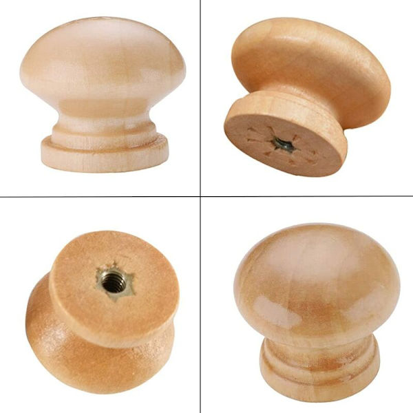 10 stk Runde Møbelknapper 24mm Tre Enkelt Hull Håndtak for