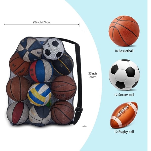 Stor Folding Mesh Ball Bag Nylon Mesh Bag Holdbar Genanvendelig Stora