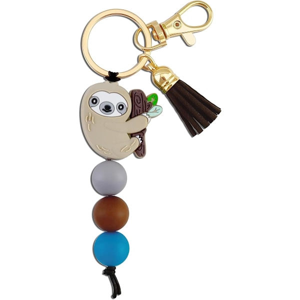 Dovendyrgaver til kvinner jenter dovendyr nøkkelring ornament ting dovendyr tema dekor silikonperlesmykker med dusk veske charms for dovendyr elsker – Håndveske,