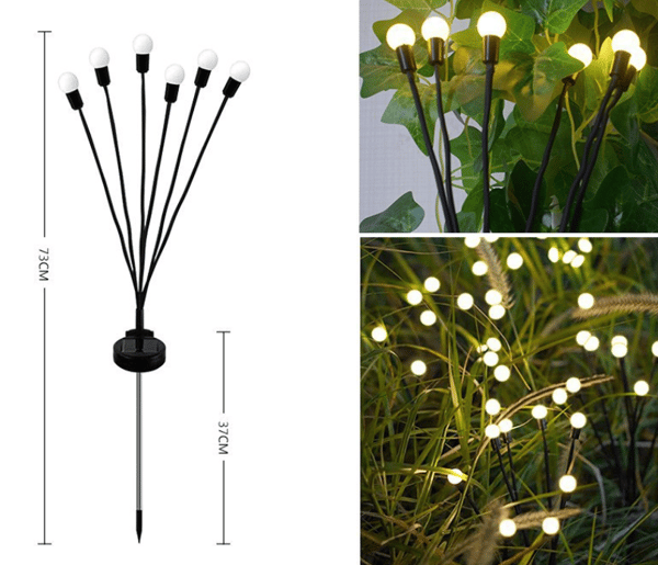 2-pack 6 LED Sol-drivna Eldflugor Vattentäta Stjärnlampor Trädgårdsbelysning
