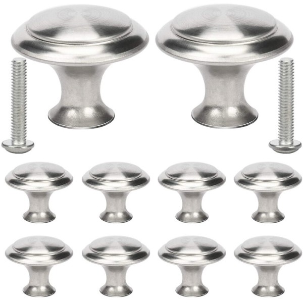 10 stk Runde Skapdører 27mm Rustfritt Stål Skaphåndtak med